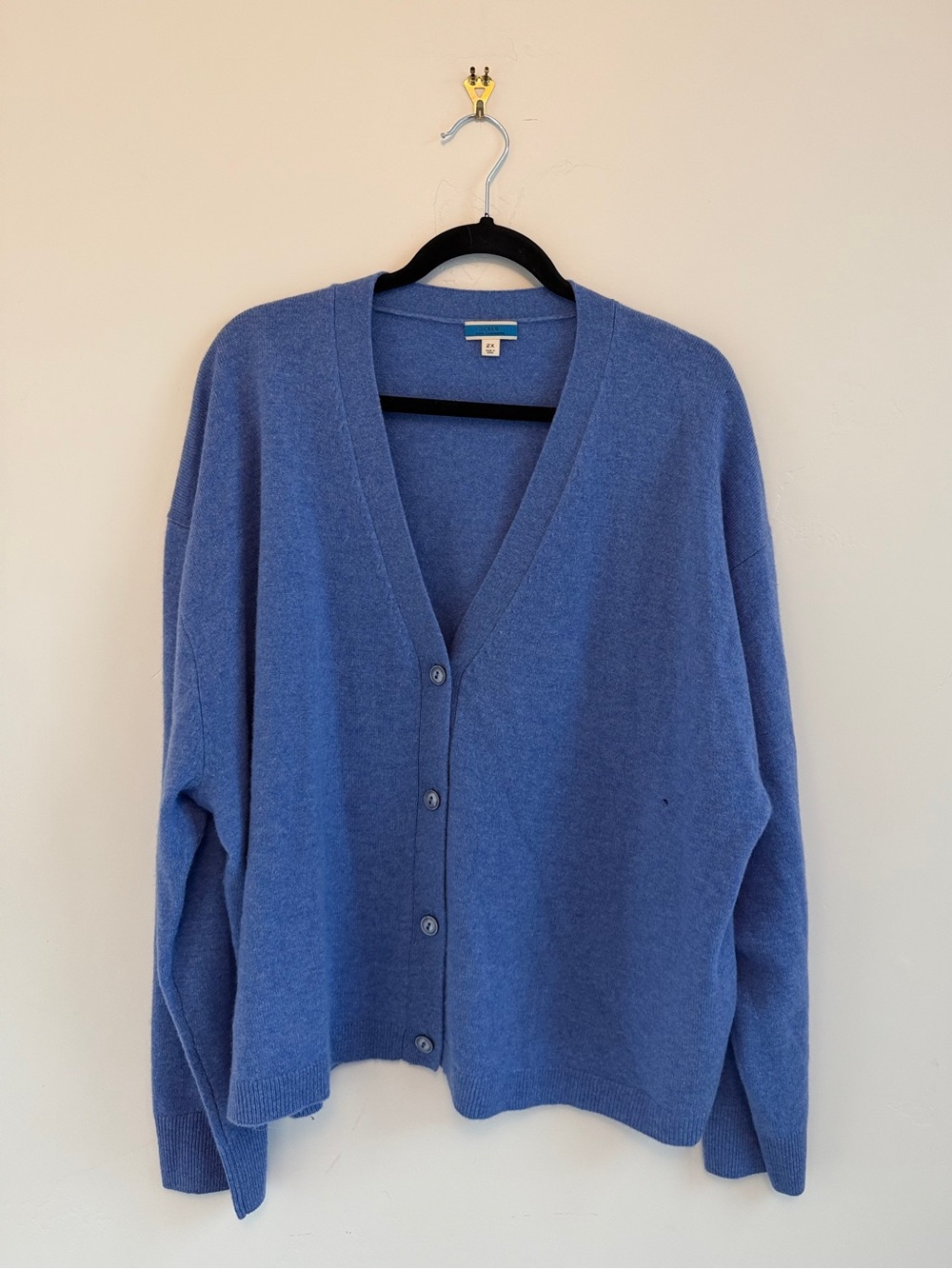 J. Crew Dusty Blue Button-Up V-Neck Cardigan